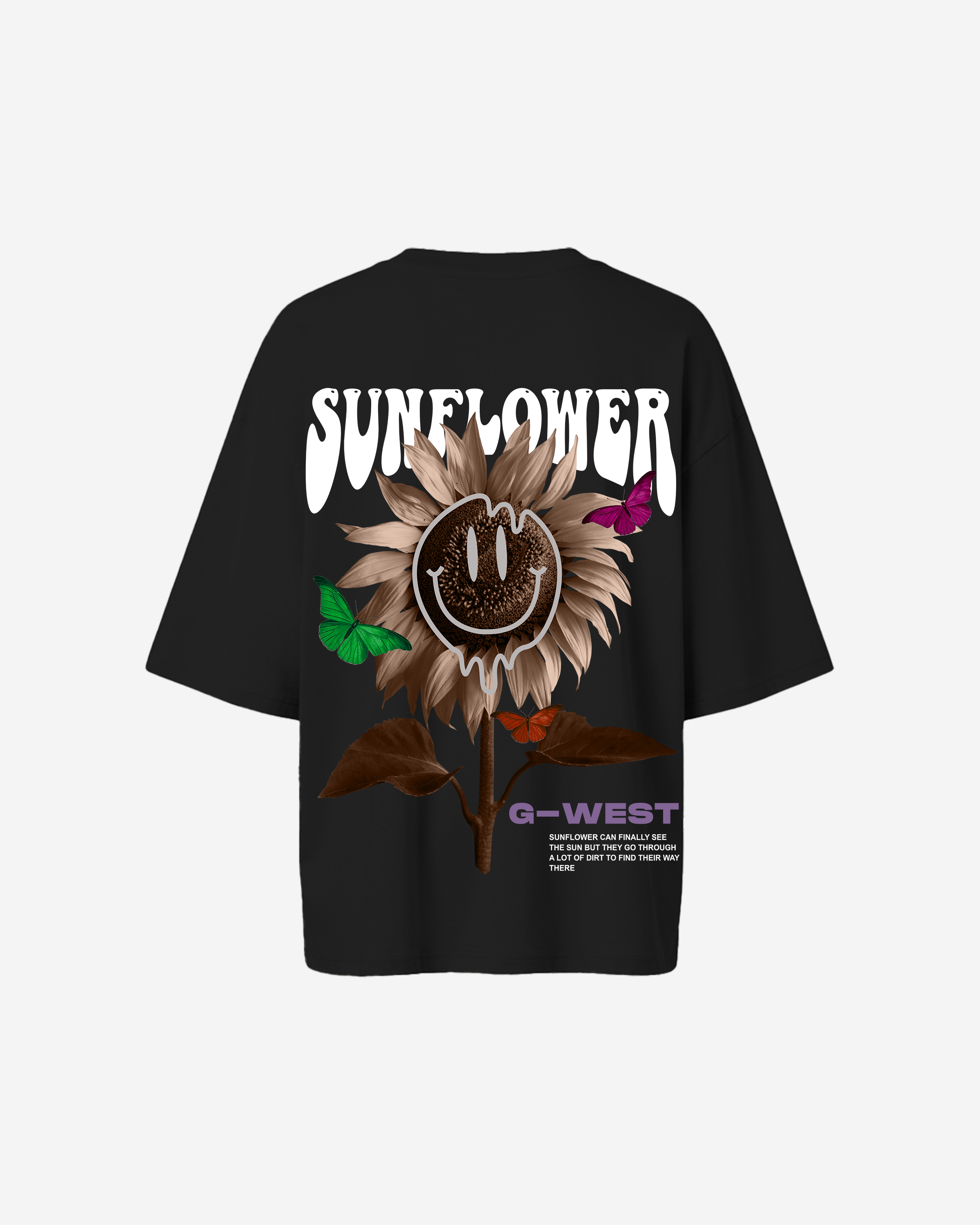 G West Womens Oversized Sunflower Life Style T Shirt
