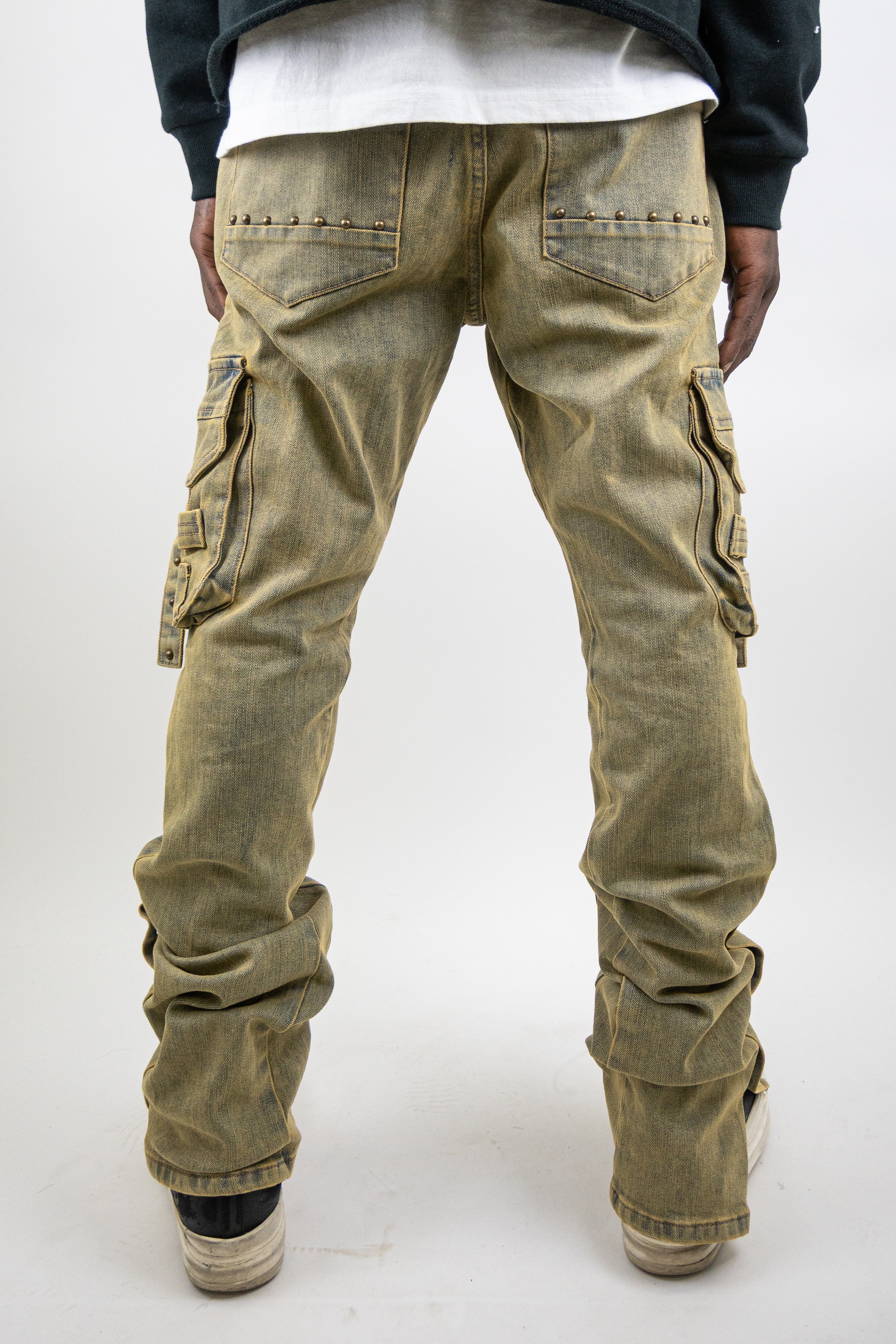 RM207SK -Studded Stacked Cargo Jeans